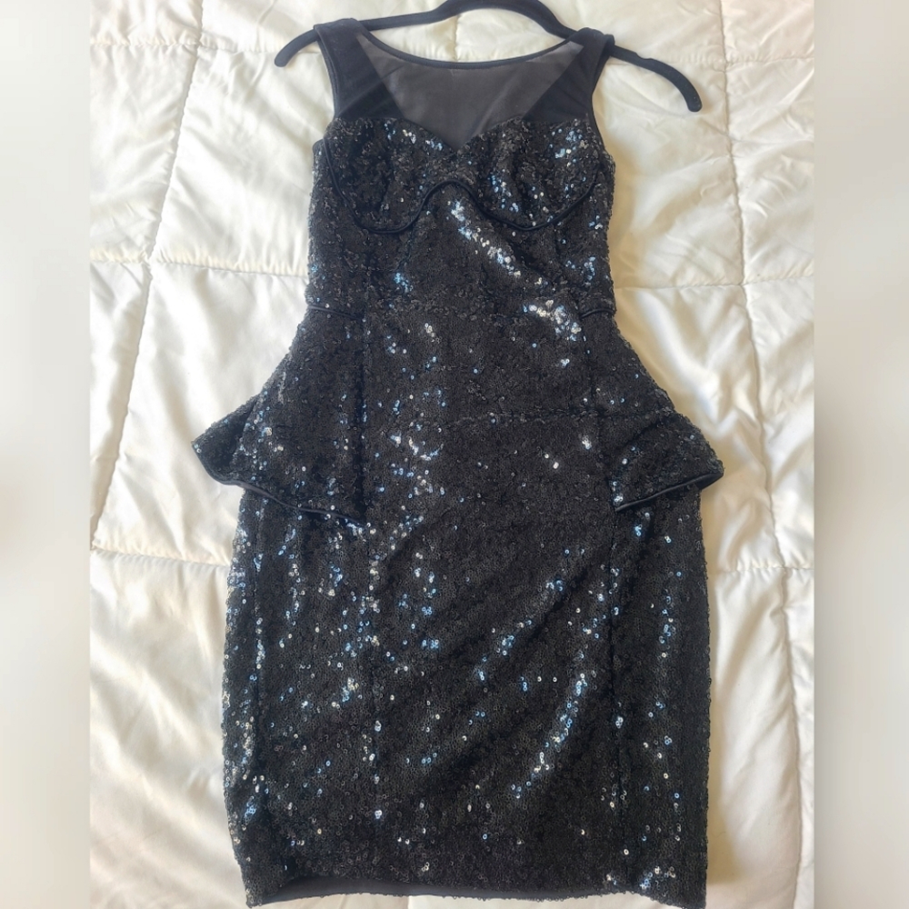 Bebe sequin mid thigh mini dress